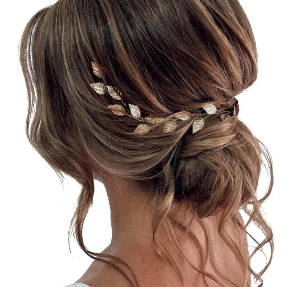 Gold Wedding Hair Vine Leaf Bride Hair Piece Accessories for Women HV179 Gold